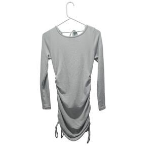 NWT Princess Polly Brinley Mini Dress Blue Ribbed Ruched Open Back US 2